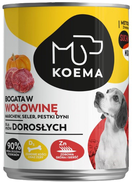 Mokra karma dla psów Koema Bogata w wołowinę 400 g (5907648373884) - obraz 1