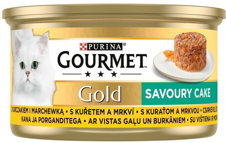 Mokra karma dla kotów Purina Gourmet Gold Savoury Cake z kurczakiem i marchewką 85 g (7613035465664) - obraz 1