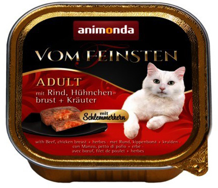 Mokra karma dla kotów Animonda Vom Feinsten Classic Cat wołowiną, piersią z kurczaka i zioła 100 g (4017721832649) - obraz 1