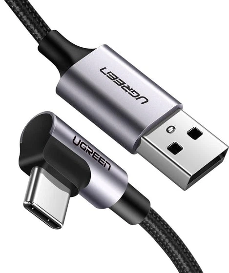 Kabel Ugreen US284 USB 2.0 to Angled USB Type-C Cable Aluminum Shell with Braided 3 A 3 m Black (6957303872558) - obraz 2