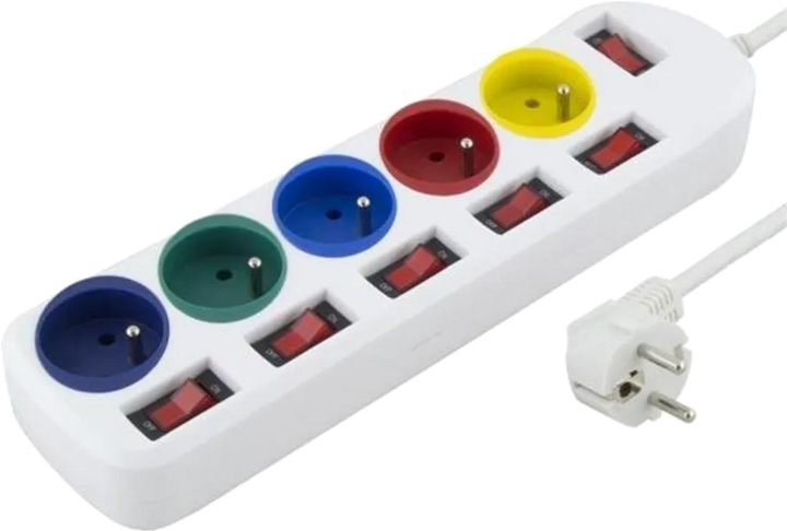 Сетевой фильтр с защитой Esperanza 5-Way Socket Rainbow Pro 1.5 м Белый ...
