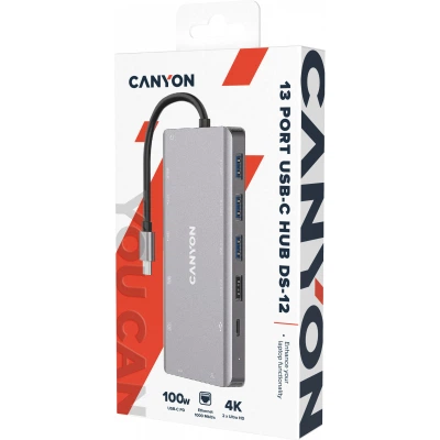 Порт-реплікатор Canyon DS-12, 13 in 1 USB-C hub, 2*HDMI, Gigabit Ethernet, VGA, 3*USB3.0, PD/100W, 3.5mm audio jack (CNS-TDS12) - Фото 6 Порт-реплікатор Canyon DS-12, 13 in 1 USB-C hub, 2*HDMI, Gigabit Ethernet, VGA, 3*USB3.0, PD/100W, 3.5mm audio jack (CNS-TDS12) - зображення 6