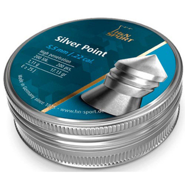 Пульки H&N Silver Point 5,5 мм, 1.11 г, 200шт/уп (92345500003) - зображення 1