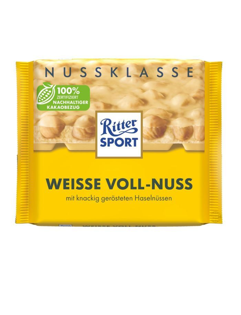 Шоколад белый Ritter Sport Weisse Voll Nuss с целым фундуком 100г ...