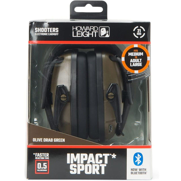 Наушники активные шумоподавляющие Impact Sport Bluetooth OD R-02548OD Олива тактические для стрельбы - изображение 2