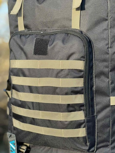 Рюкзак тактический военный на 100 литров из плотной ткани черный (49957725JD) - изображение 2