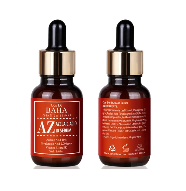 Противовоспалительная сыворотка Cos De Baha для лечения акне Azelaic Acid 10 Serum 30 мл 8809240318126 - изображение 2