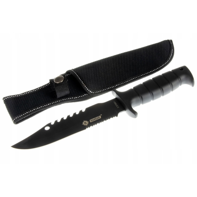 Охотничий нож Kandar NT189 черный в чехле на пояс - изображение 2