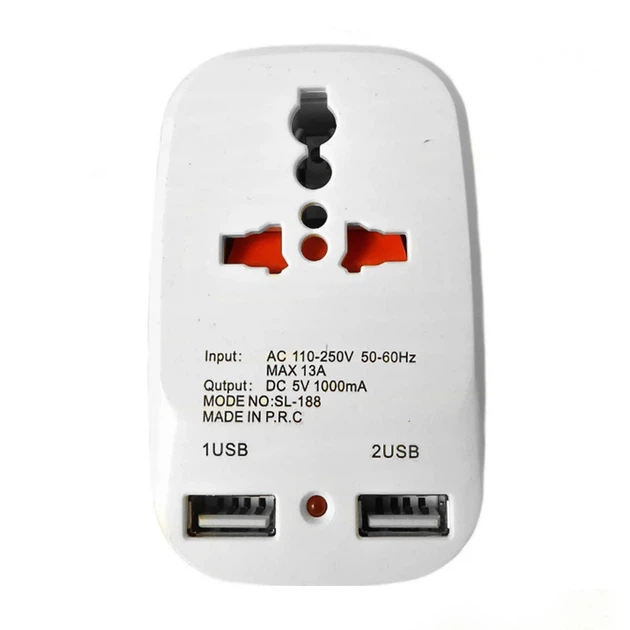 Мережевий трійник 2 USB Travel Adaptor 823 - зображення 3