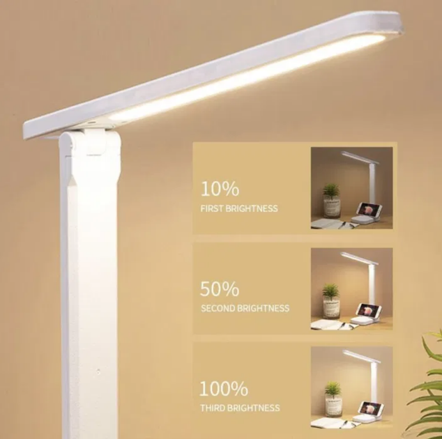 Настільна поворотна LED лампа Energy Home S3-XP з акумулятором працює від PowerBank та 220V, White - зображення 5