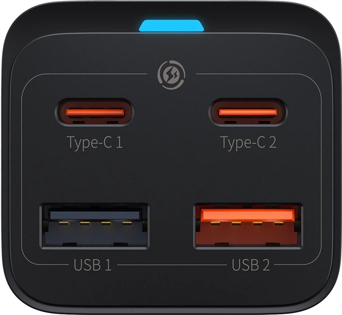 Мережевий зарядний пристрій Baseus GaN3 Pro Desktop Fast Charger + Cable Baseus Type-C to Type-C 65W 20V/5A 1 м Black (CCGP040101) - зображення 2