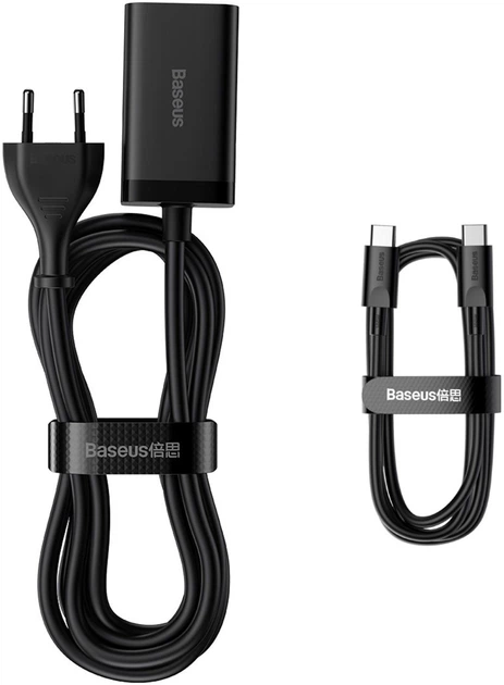 Мережевий зарядний пристрій Baseus GaN3 Pro Desktop Fast Charger + Cable Baseus Type-C to Type-C 65W 20V/5A 1 м Black (CCGP040101) - зображення 9