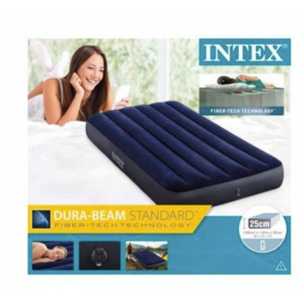 Матрас надувной одноместный Intex 64757, 99х191х25 см, синий - изображение 5