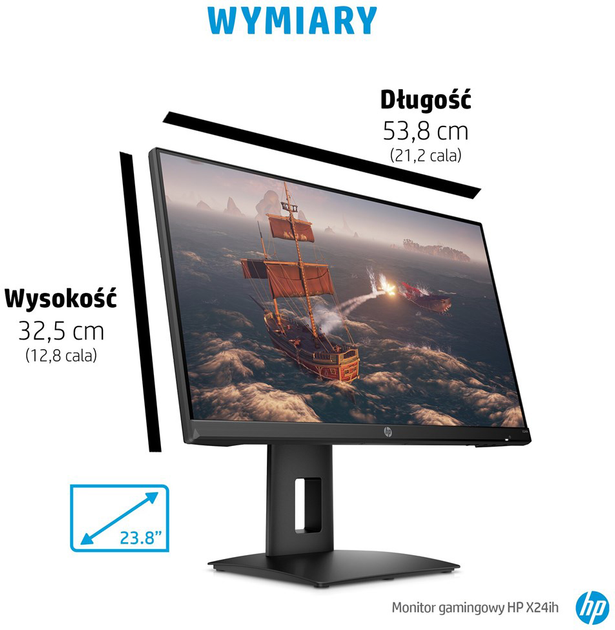 Monitor 23.8" HP X24ih Gaming (2W925AA) - 144 Hz, 1 ms, AMD Freesync Premium - obraz 8