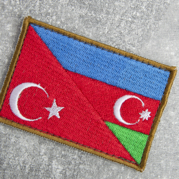 Шеврон нашивка на липучке флаг Турции и Азербайджана, вышитый патч 5х8 см - изображение 2