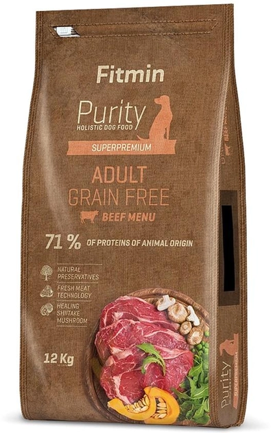 Sucha karma dla psów Fitmin Purity Grain Free Adult Beef 12 kg (8595237016051) - obraz 1