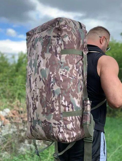 Сумка баул на 100 літрів тактична для ЗСУ армійський військовий баул рюкзак похідний колір мультикам для речей для передислокації - зображення 2