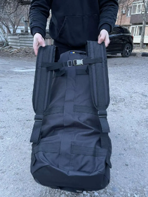 Баул черный 130 литров 80*42 см сумка рюкзак тактический баул, баул армейский ЗСУ - изображение 2