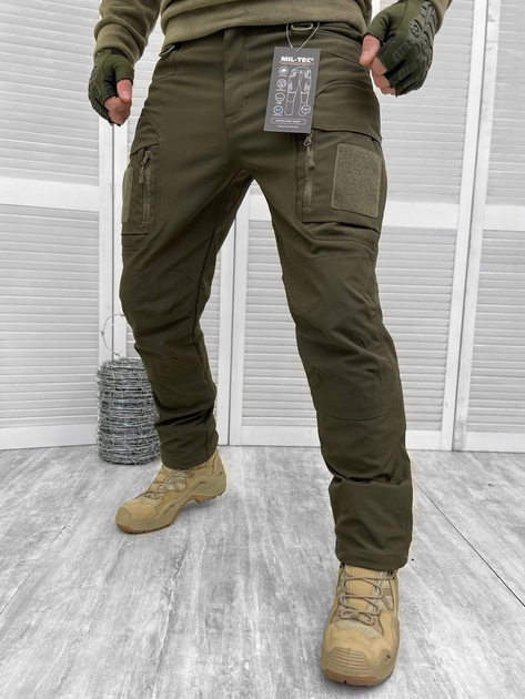 брюки тактичні Mil-Tec зимові 13609 XL Софт-шел Олива - зображення 1