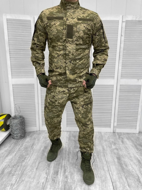 Тактичний військовий костюм Статутний ГОСТ, ( Кітель + Штани ), Камуфляж: Піксель ЗСУ ММ-14, Розмір: 52/4 - зображення 1