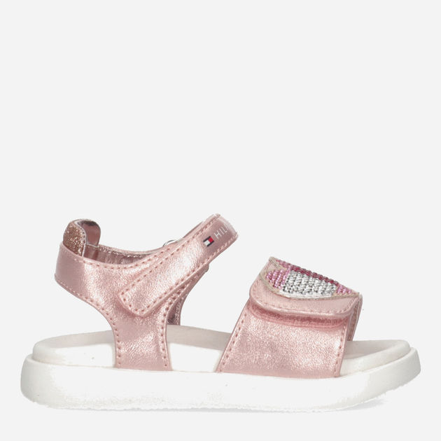 Sandały dziecięce dla dziewczynki Tommy Hilfiger Strass Heart Velcro Sandal T1A2-32752-1367341- 24 Różowe złoto (8052578172629) - obraz 1