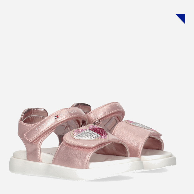 Дитячі сандалії для дівчинки Tommy Hilfiger Strass Heart Velcro Sandal T1A2-32752-1367341- 28 Rose Gold (8052578172667) - зображення 2