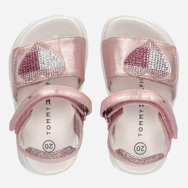 Дитячі сандалії для дівчинки Tommy Hilfiger Strass Heart Velcro Sandal T1A2-32752-1367341- 29 Rose Gold (8052578172674) - зображення 4