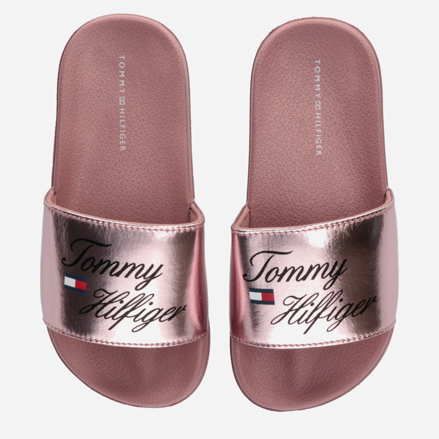 Klapki dziecięce Tommy Hilfiger Logo Pool Slide T3A0-32799-1367341- 37 Rose Gold (8052578181294) - obraz 4