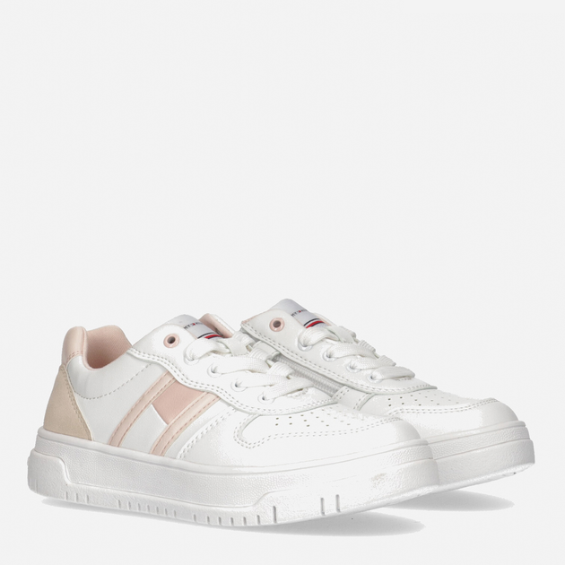 Дитячі кросівки для дівчинки Tommy Hilfiger Flag Low Cut Lace-up Sneaker T3A9-32723-1592Y257 33 White/Pink/Beige (8052578190050) - зображення 2