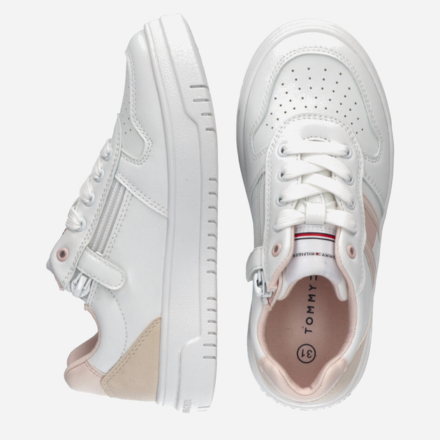 Дитячі кросівки для дівчинки Tommy Hilfiger Flag Low Cut Lace-up Sneaker T3A9-32723-1592Y257 30 White/Pink/Beige (8052578190029) - зображення 5