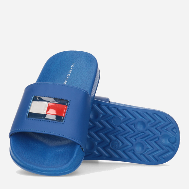 Klapki chłopięce Tommy Hilfiger Flag Pool Slide T3B0-32930-1172801- 41 Granatowe (8052578193532) - obraz 3