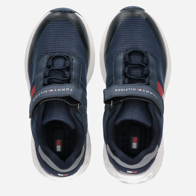 Sneakersy chłopięce na rzepy Tommy Hilfiger Flag Low Cut Lace-up Sneaker T3B9-32895-0328800- 33 Granatowe (8052578196854) - obraz 4