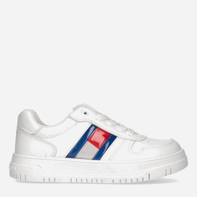 Buty sportowe dziecięce dla dziewczynki Tommy Hilfiger Flag Low Cut Lace-up Sneaker T3X9-32867-1355100- 39 Białe (8052578204078) - obraz 1