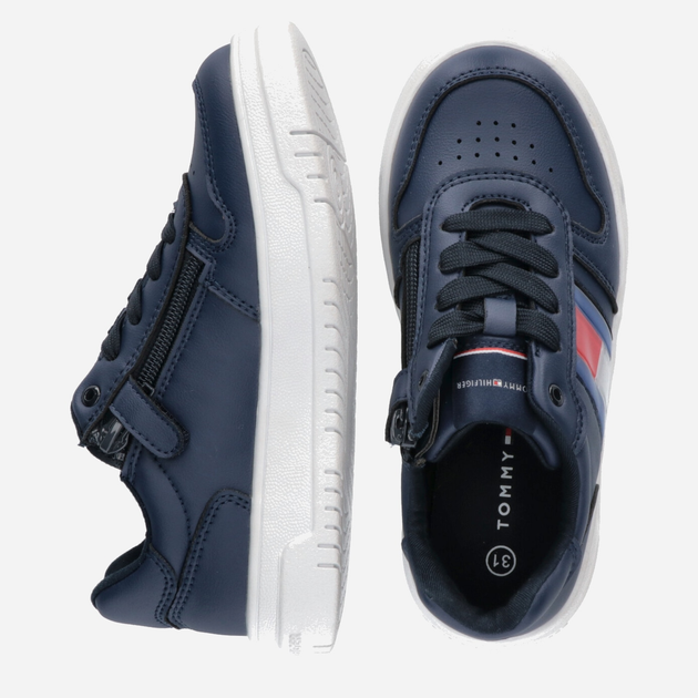 Sneakersy chłopięce Tommy Hilfiger Flag Low Cut Lace-up Sneaker T3X9-32867-1355800- 33 Granatowe (8052578204214) - obraz 5
