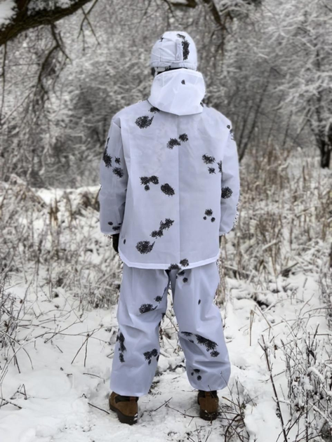 Маскирующий костюм зимний камуфляж Клякса ЗСУ Тактический зимний костюм для маскировки размер XL белый - изображение 2