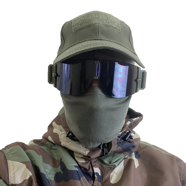 Тактические защитные очки,маска Daisy со сменными линзами -Панорамные незапотевающие.Олива - изображение 2