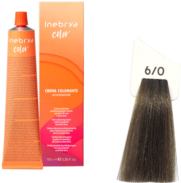 Крем-краска для волос Inebrya Color Linseed Oil and Aloe Vera 6/0 Dark ...