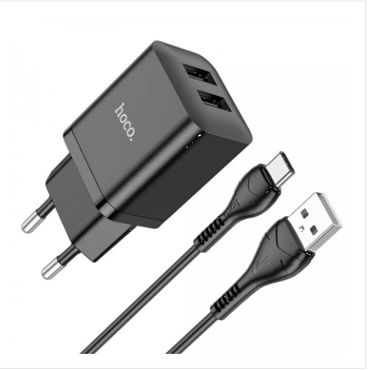Зарядний пристрій МПЗ з кабелем USB to Type-C Hoco N25 Maker 35W (2 USB) black - зображення 3