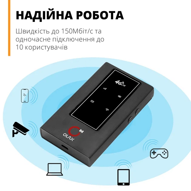 Автономный 4G LTE мобильный роутер OLAX с аккумулятором и скоростью до 150 Мбит/с (Киевстар, Vodafone, Life) - изображение 4
