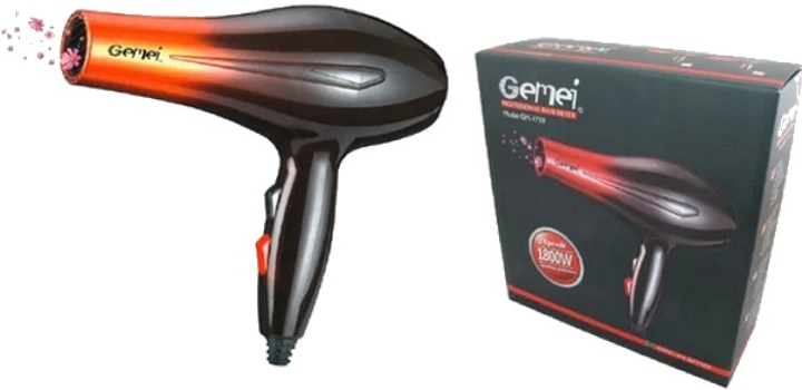 Профессиональный фен для волос Gemei GM-1719 2 скорости 3 режима нагрева холодный обдув ионизация 1800 Вт Оранжевый (221792) - изображение 4