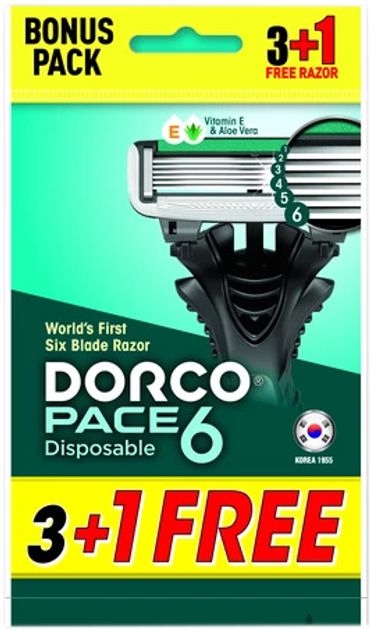 Бритви одноразові Dorco Pace 6 для чоловіків 6 лез 4 шт (8801038591247) - зображення 2