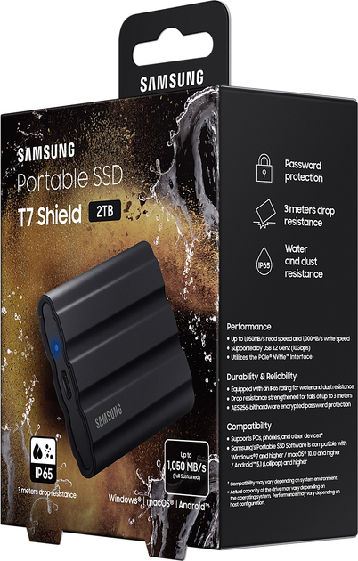 SSD диск Samsung T7 Shield 2TB USB 3.2 Type-C Black (MU-PE2T0S/EU