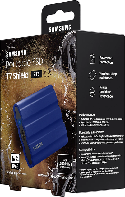 Samsung Portable SSD T7 Shield 2TB USB 3.2 Type-C Blue (MU-PE2T0R/EU) - зображення 12