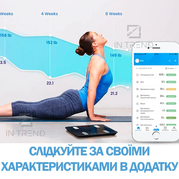 Весы напольные электронные Ardesto Чёрные стеклянные на батарейках для взвешивания тела до 180 кг точность Умные С приложением 12 показателей - изображение 5