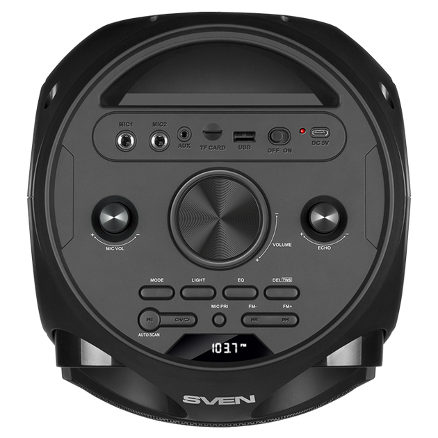 Колонка SVEN PS-750 Black Refurbished (80Вт, TWS, bluetooth, подсветка, караоке) - Фото 5 Колонка SVEN PS-750 Black Refurbished (80Вт, TWS, bluetooth, подсветка, караоке) - изображение 5
