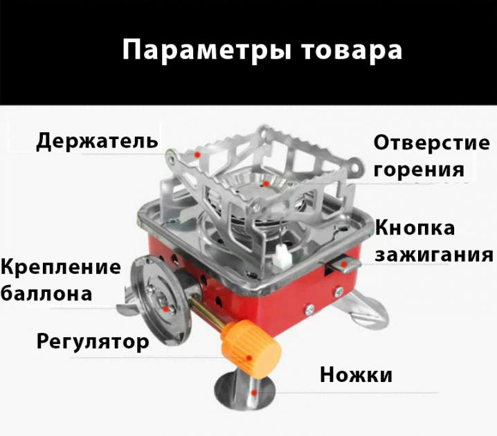 Горелка газовая туристическая портативная компактная мини-плита примус таганок с пьезоподжигом под баллончик + чехол в комплекте - Фото 3 Горелка газовая туристическая портативная компактная мини-плита примус таганок с пьезоподжигом под баллончик + чехол в комплекте - изображение 3