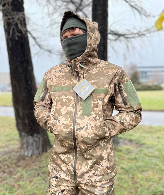 Куртка тактическая мужская c мебраной военная с капюшоном бушлат софтшел SoftShell L - изображение 1