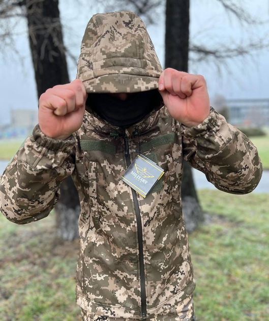 Куртка тактическая мужская c мебраной военная с капюшоном бушлат софтшел SoftShell XL - изображение 2