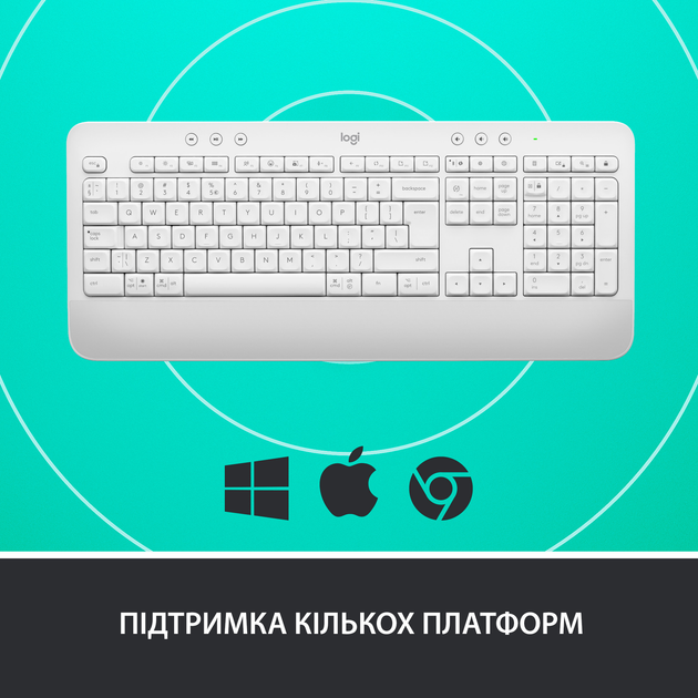 Клавіатура бездротова Logitech Signature K650 USB/Bluetooth White (920-010977) - зображення 5