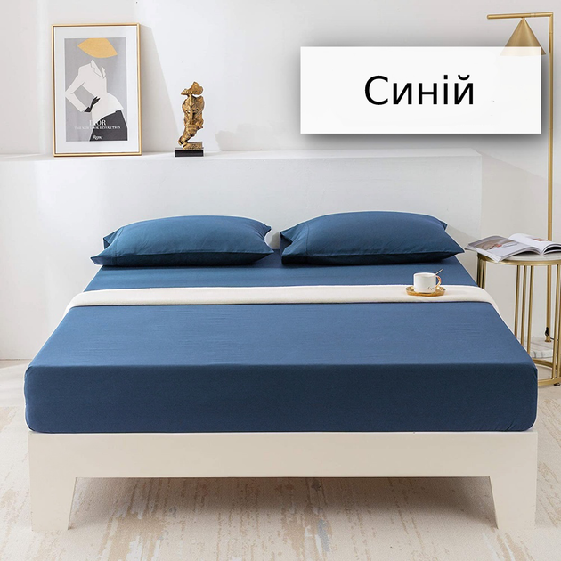 Простирадло з гумкою Fitizzio хлопок 140 x 200 (12801291359bl) синій - Фото 3 Простирадло з гумкою Fitizzio хлопок 140 x 200 (12801291359bl) синій - зображення 3
